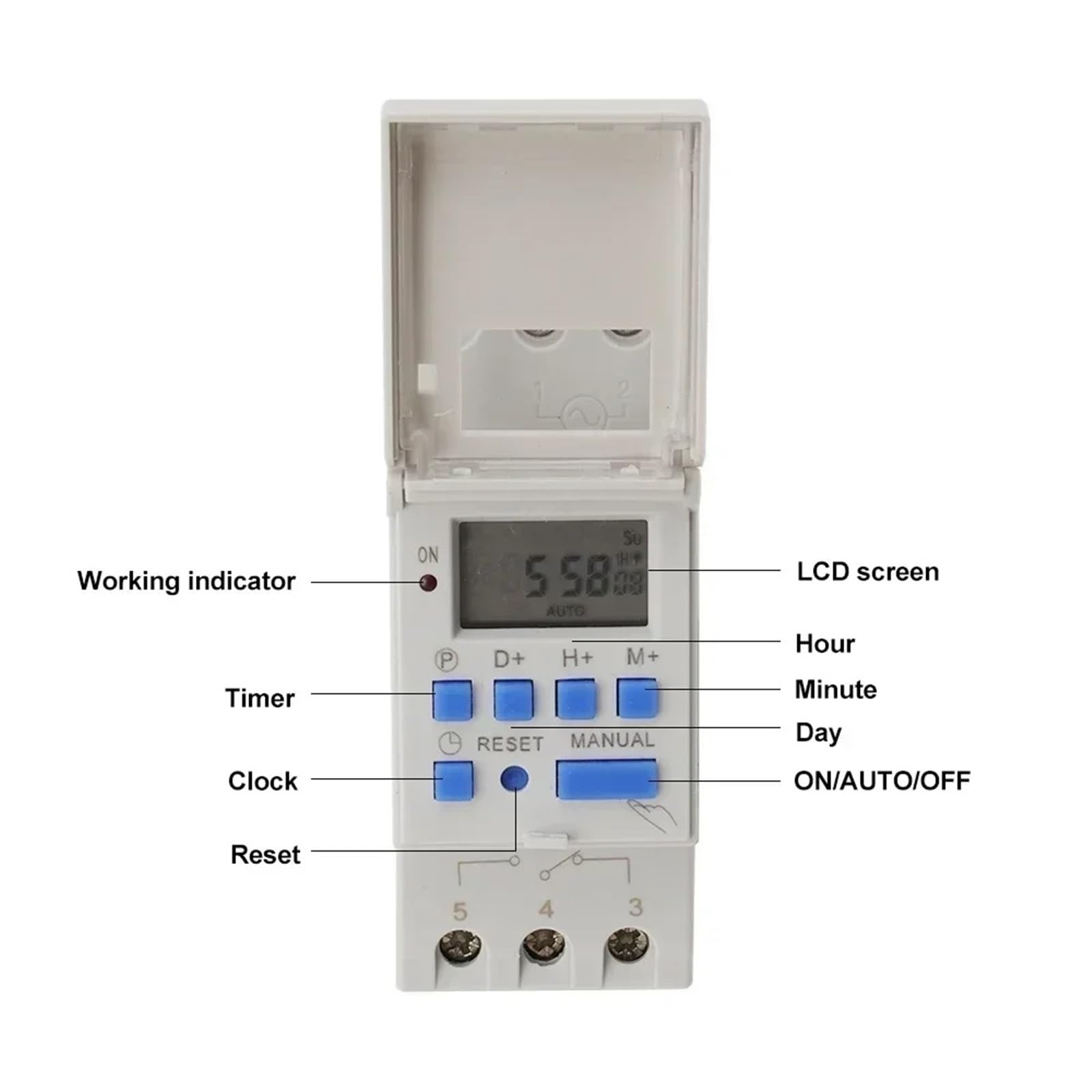 Szyna DIN THC30A THC15A Programowalny elektryczny cyfrowy przełącznik czasu Relay Weekly Day Hour Minute Control DC 12 V 24 V AC 220V (30A, 24 V AC DC)