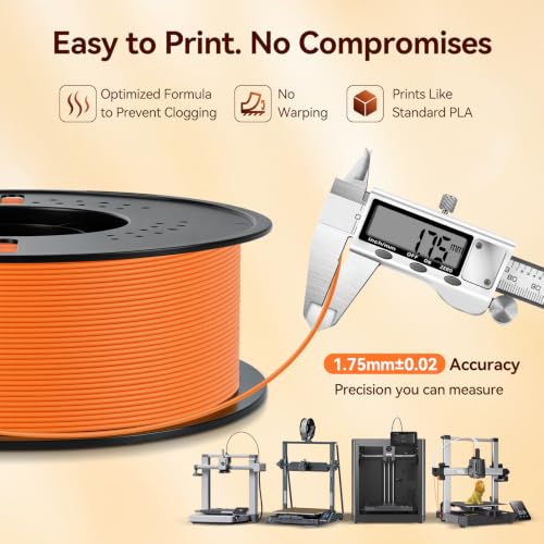 Image of Kingroon Matte PLA Filament 1.75mm 3D Printer Filament Matte Filament 1kg Dimensional Accuracy + /- 0.02 mm (Matte Orange)
