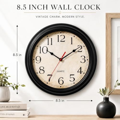 Image of KECYET Wall Clocks Battery Operated Silent Small Vintage for Kitchen | Vintage Wall Clock; Analog Silent non Ticking; Kitchen Living Room Home Office Bathroom Bedroom