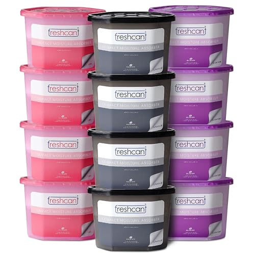 Image of Moisture Absorber | Dehumidifier for Wardrobe, Cupboards & Drawers, Room, Car, Shoe rack | Season XL Pack of 12 | Protect Against Moisture, Mold, Fungus & Odor | Rose, Lavender & Charcoal