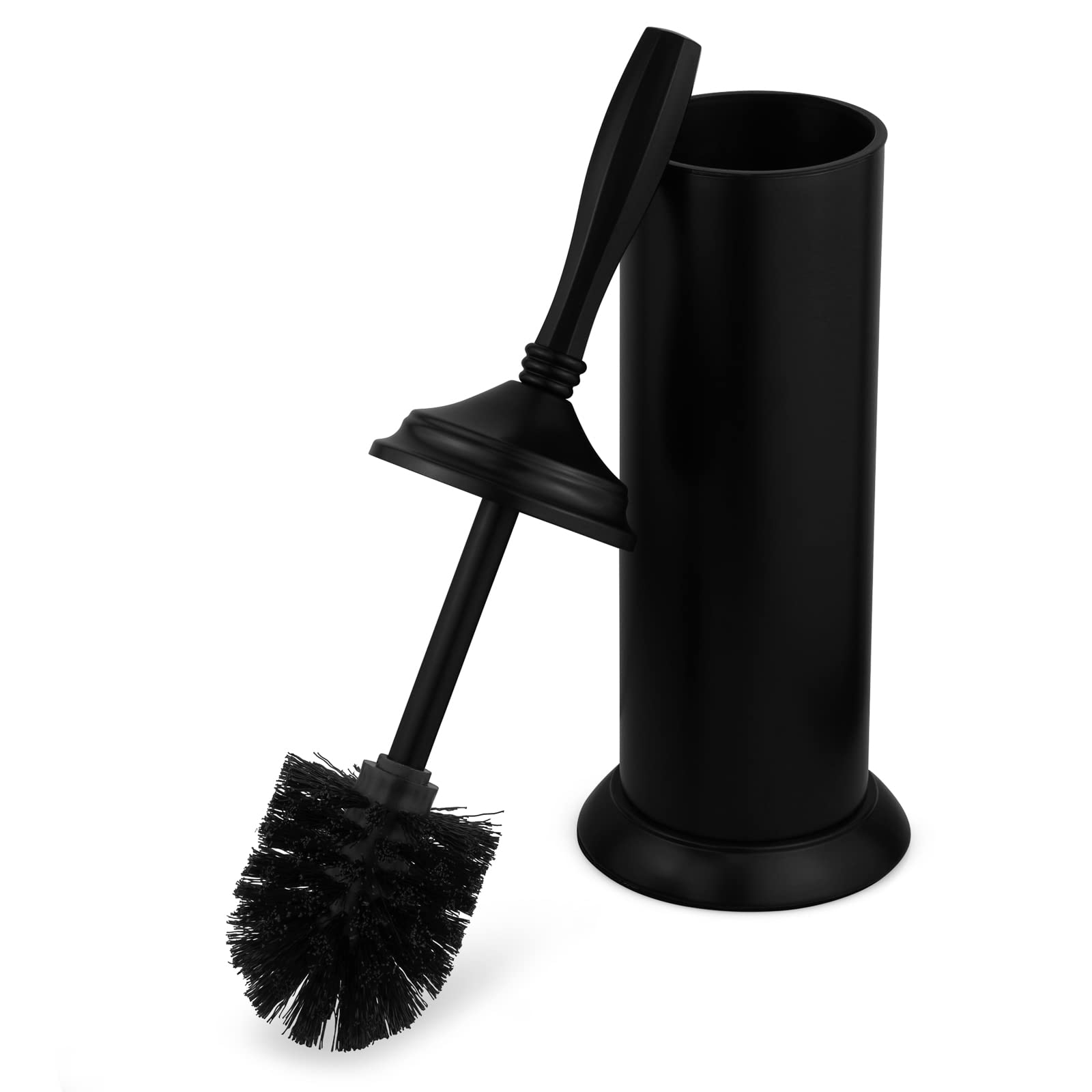 Splash Home Kolva - Soporte para Inodoro de Acero Inoxidable, Limpiador de Cuencos con cerdas de Limpieza duraderas, Cepillo Oculto con diseño de Disco Protector contra Salpicaduras, Color Negro Mate