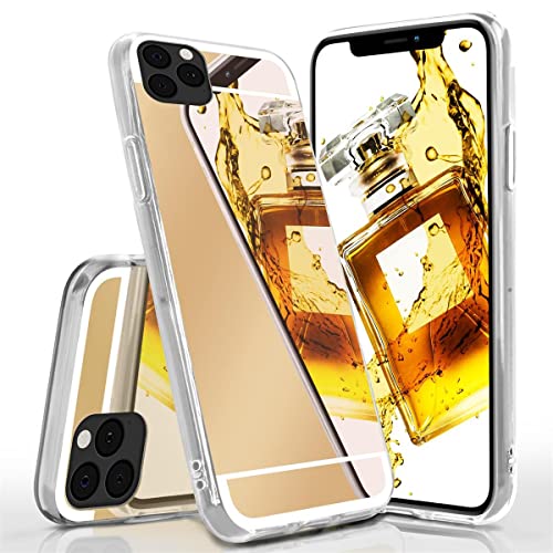 Coque silicone iPhone 11 Pro Max protection antichoc miroir de poche doré