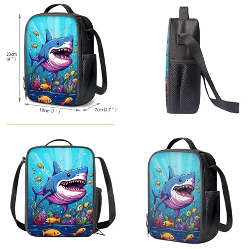 Shark Backpack for Boys 6-8 10-12 Kids School Bag Set with Lunch Box Pencil Purse Elementary Schoolbag Kindergarten Preschool Bookbag Water Bottle Sleeve Travel Back Pack3