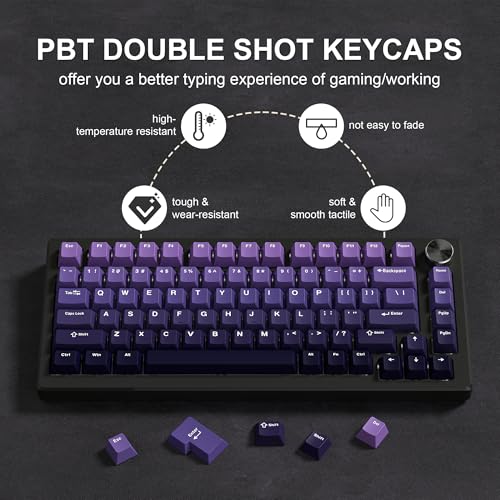 Image of dagaladoo Double Shot PBT keycaps Purple, Cherry Profile Keyboard Keycaps