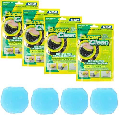 FOGARI Gel Limpieza para Teclado 4 Piezas, Gel Limpiador para el Interior del Coche - Gels Limpieza de Polvo para Automóviles,Teclado,Ordenador portátil, Slime Limpiador Universal de Polvo (Azul)