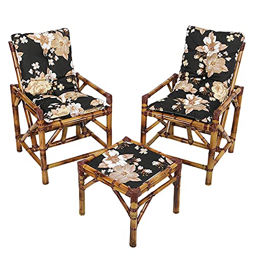 Kit Cadeiras de Bambu 2 Lugares com Almofadas Zenaide Preto