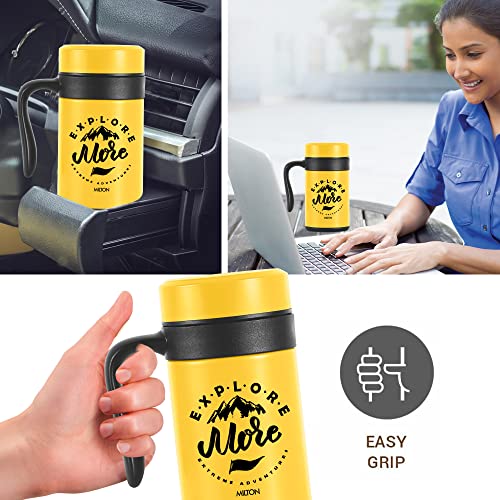 Image of MILTON Cosmic 500 Thermosteel Mug, 440 ml, Yellow | Stainless Steel Strainer | Hot & Cold | Vacuum Insulated | Rust Proof | Leak Proof | Tea | Coffee | Mug