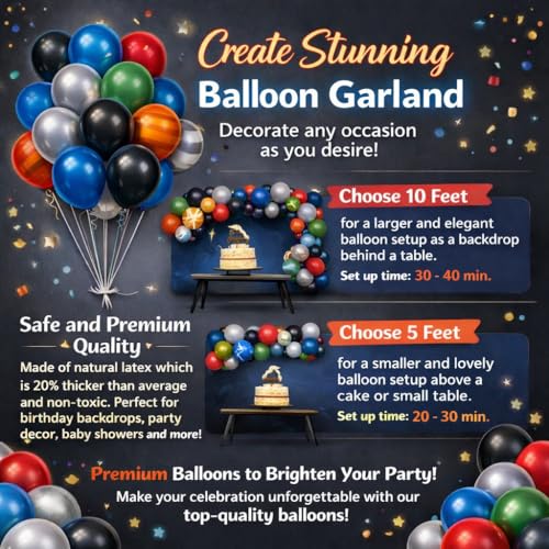 Image of Space Theme Birthday Decoration Kit for Kids Boys Girls, 72 Pcs. (Reusable) - Astronaut Rocket Moon Star Foil Balloons Banner Backdrop Galaxy Outer Space Party Supplies Birthday Decoration Set