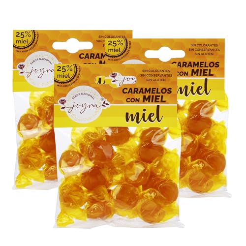 Caramelos. 11 Sabores con 25% Miel Española y Extracto de Plantas. Caramelos Premium, 100% Naturales, Suaves para la Garganta. Elaborados en España. (3x100gr. Miel)