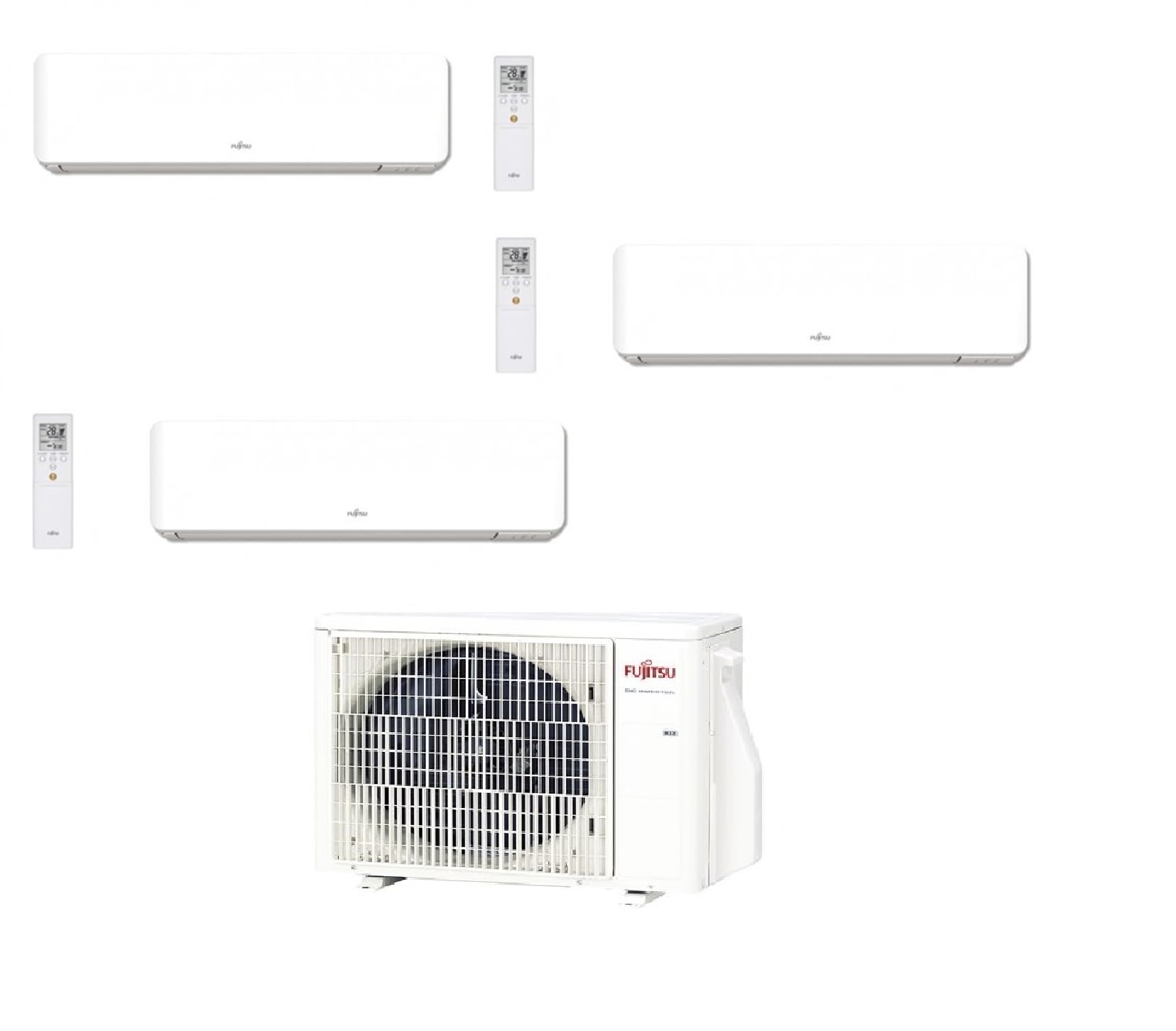 Pack Climatiseur ATLANTIC TRI SPLIT TAKAO M2 CONFORT 5,4 KW + 3 unités 2kw (3 x 20m2) A+++