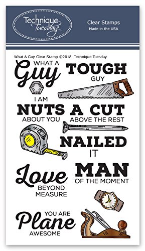 What a Guy Tools and Sentiments Stamps | Clear Rubber Stamps | Photopolymer Stamps | Card Making Supplies | Scrapbooking Stamps
