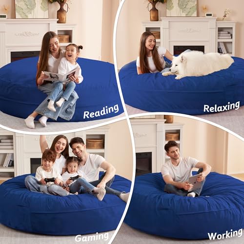 Image of HABUTWAY XX-Large Bean Bag Chair: Giant 7' Memory Foam Furniture Bean Bag Chairs for Adults with Microfiber Cover 7Ft (Blue)