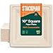 100% Compostable Square Paper Plates [50-Pack] - {PFAS-Free} - {BPI Certified} - [10 Inch] Heavy Duty, Eco-Friendly, Biodegradable Bagasse Dinner Plates - Natural Brown 10" Plate by Stack Man 1