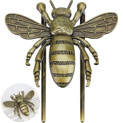 CRASPIRE Marcapáginas de Metal Antiguo de Bronce con Forma de Abejas Sujetalibros con Páginas Abiertas para Revistas Libros Regalo de Cumpleaños Ideal para Amantes de los Libros Trabajadores