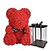 Lucoss Forever Rose Bear, Teddy Bear Forever Rose Fiori Artificiali Bambole Novel Fashion Orso Rosa Giocattolo per Anniversario Compleanno San Valentine Matrimonio Mamma Regalo Bambola (Rosso, 25CM)