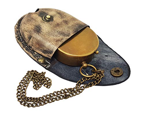 The New Antique Store Brass Compass Nautical Pocket Backpacking Compass Leather Case Vintage Camping Hiking Direction Marine Graduation Confirmation Day Engravable for Men Quality Travel Accessory - Image 3
