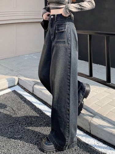 Image of GRECIILOOKS Baggy Jeans for Women | High Waist Wide Leg Stylish for Girls Trendy Women's Pant | Loose Jean for Women's | Jean for Womens