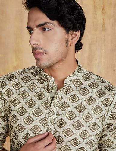 Image of Amazon Brand - Symbol Men's Polyester Festive Printed Long Kurta (Regular Fit)