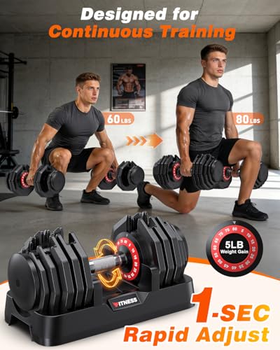 Image of Rendpas Adjustable Dumbbell Set, Quick Adjust Free Weights for Home Gym