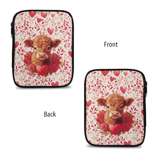 Image of Highland Cattle Crochet Hook Case Rose Portable Knitting Needle Organizer for Valentines Day Crochet Organizers and Storage Lightweight