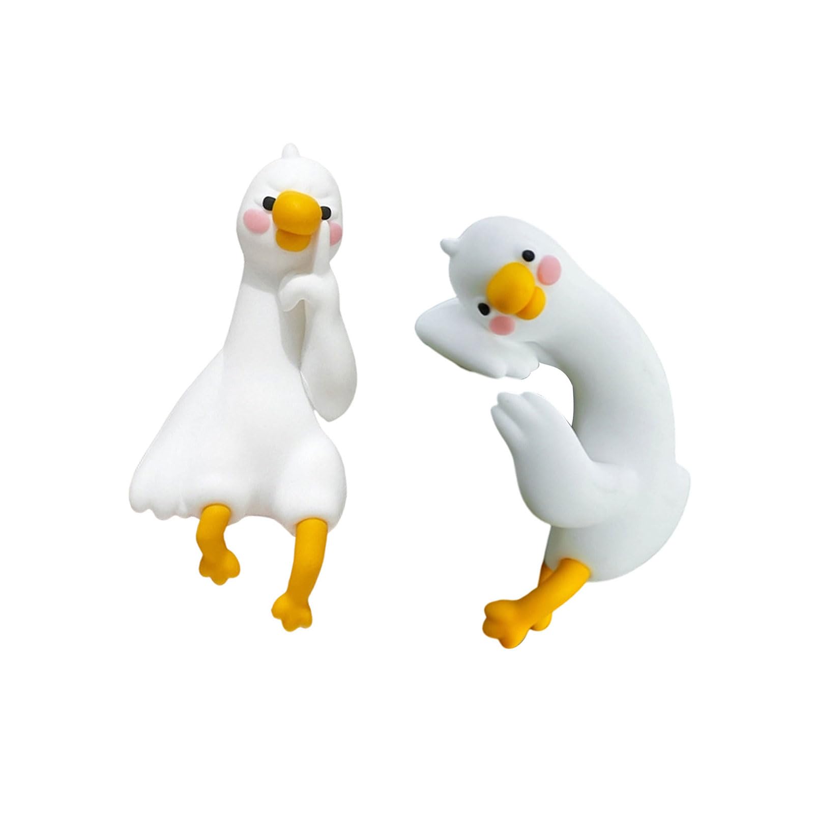 VlHpnpe 2Pcs Cartoon Geese Miniature Figurines Ornaments Set for Computer Monitor Home Desktop Car Dashboard Decoration Geese Miniature Ornaments