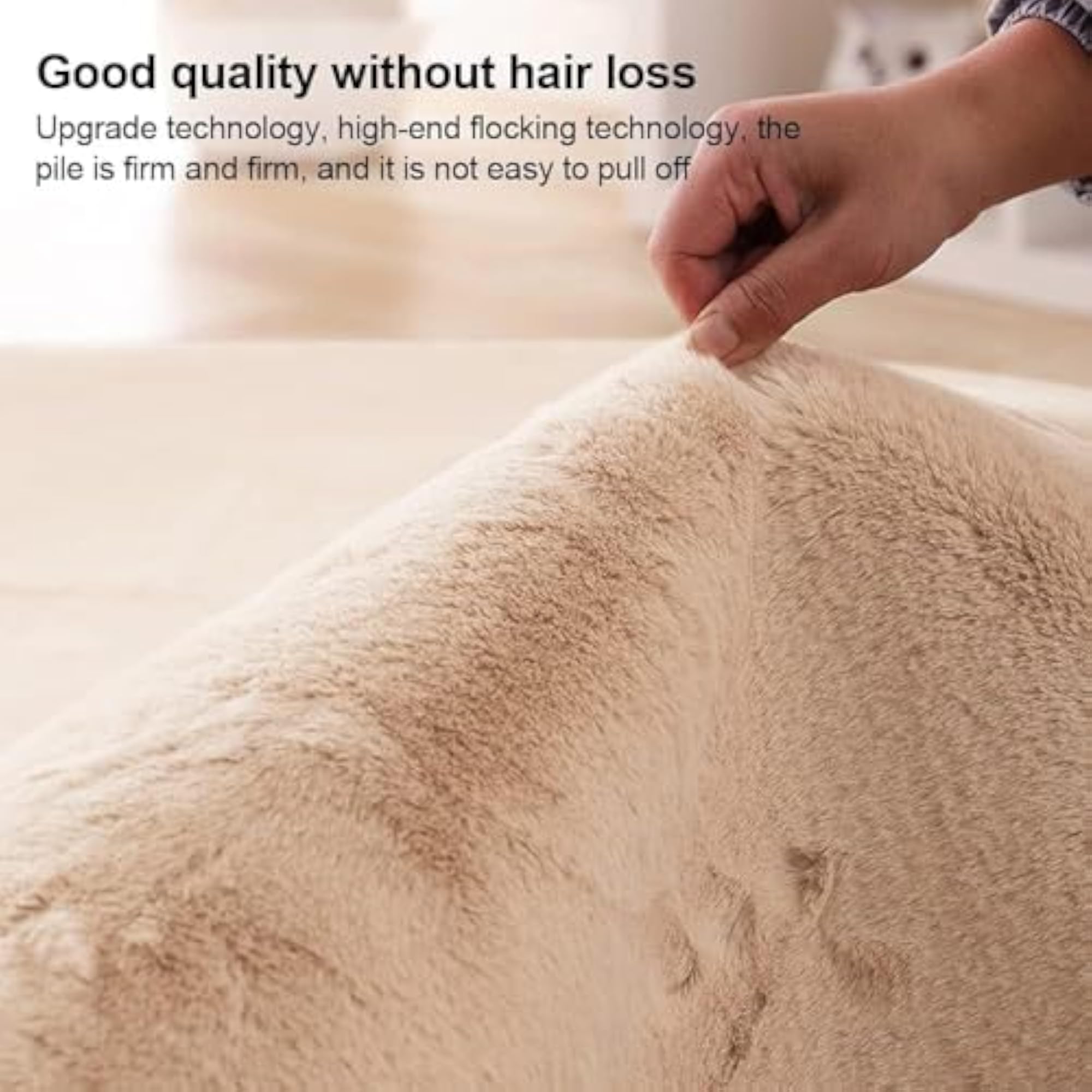 Rabbit Fur Feel Like Puff Soft Ruffle Ultra-Soft Rug