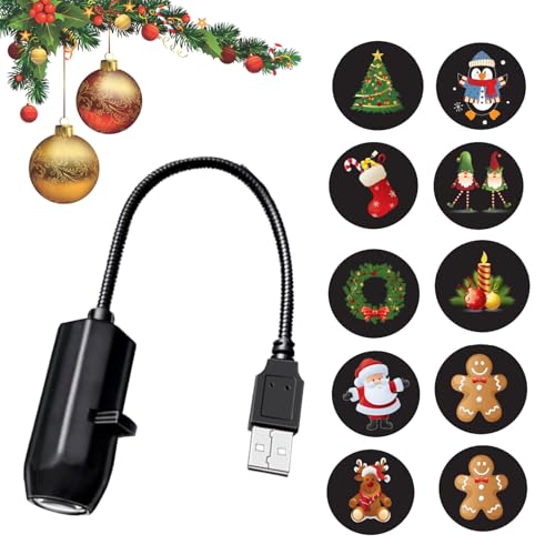 Zyntora Luci Proiettore Natale Indoor | USB 360 Gradi Rotazione Impermeabile Decorazioni Natalizie | Stagionale Decor...