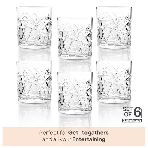 Image of CELLO Swirl Rock Tumbler Glass Set of 6, 325ml Each | Dishwasher Safe | Comfortable Grip | Perfect Glasses for Drinking Water, Juice, Cocktail, Mocktail, Cold Drinks | for Daily Use & Gifting