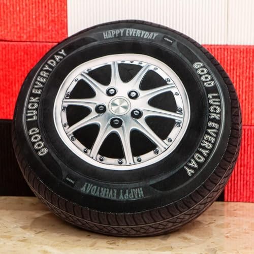 Ryttir 15.7 Inch Big Creative 3D Simulation Wheel Plush Pillow,Soft Car Tire Pillow Wheel Toy Outdoor Cushions for Car Owners,Cuddle Companion for Kids and Adults(Birthday Gender Neutral Gift)