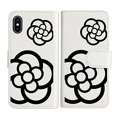 sslink iPhone17 Pro Max アイフォン17プロマックス 対応 手帳型 ホワイト ケース カメリア 花柄 ブラック ダイアリータイプ 横開き カード収納 フリップ カバー