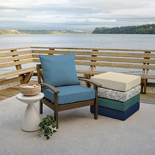 Image of Arden Deep Seat Outdoor Chair Cushion Set, 24 in x 24 in, Weather-Proof, Rain-Proof, Fade Resistant Patio Cushion Set for Chair, Sofa, and Couch French Blue Texture