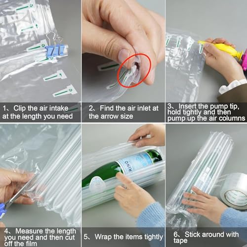 Image of Inflatable Bubble Cushioning Wrap Roll Wine Bottle Protector, Packing Materials for Shipping and Moving Glass Fragile Items, 15.7 Inches *164 Feet Large Wide Liquor Travel Bags Alcohol Shipper