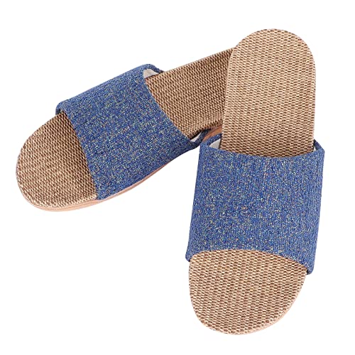 Summer Linen Slippers Flax Home Slippers Open Toe House Shoes Non-Slip Casual Sandals for Men Women4
