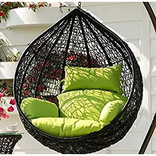 Image of Swing Chair Without Stand, Cushion (Green Colour) & Hook for Indoor /Balcony /Garden /Patio Rattan Wicker /Outdoor Swing Chair /Ceiling Swing Chair (150 kg Capacity)
