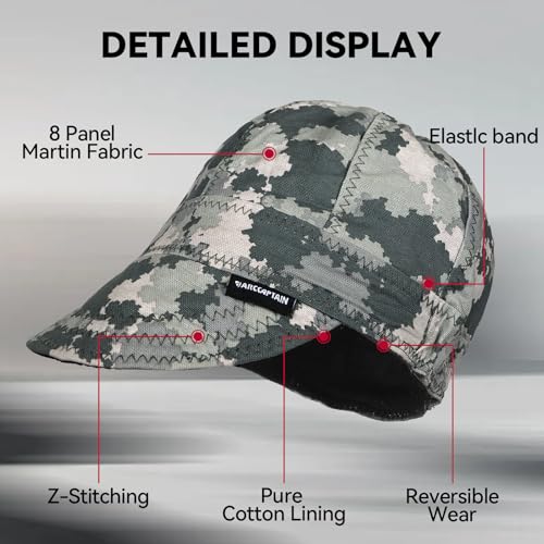 ARCCAPTAIN Reversible Welding Cap, Elastic Retractable Band, Camo, 7 1/4 - image 5
