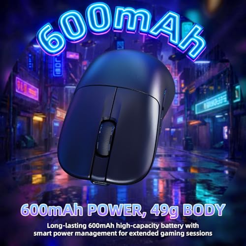 Image of MAGIC-REFINER AJ199 49g Superlight Wireless Gaming Mouse,BK3633 Tri-Mode BT /2.4G Wireless /Wired Mouse,24000 DPI,1000Hz Polling Rate,600mAh,Med Hand Size,5 Programmable Buttons for PC /Mac,Black