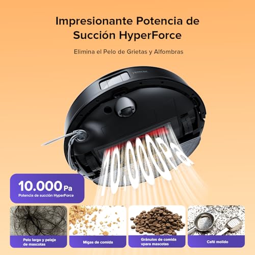 Miniatura 2 de roborock Q10 S5 Set Robot Aspirador y Fregasuelos Succión HyperForce de 10000 Pa, Robot Vacuum con Doble Sistema Antienredos, Navegación PreciSense LiDAR, Evitación de Obstáculos Reactive Tech, Negro