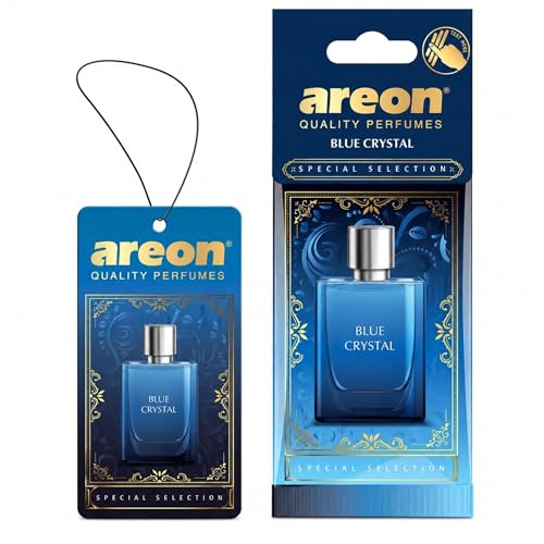 Image of AREON Luxury Blue Crystal SS03 Car Hanging Air Freshener - Premium Vehicle Air Freshener, Long Lasting Car Perfume, Elegant Hanging Fragrance for Interior Odor Control - (Pack of 3)