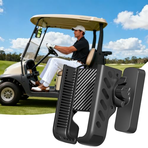 Magnetic Golf Cart Phone Holder Mount Compatible with iPhone-Galaxy-Google Pixel, Fits EZGO Club Car Yamaha, Ultra Strength Magnet-360° Rotatable-1s Phone Clip Install & Golf Cart Accessories(Black)