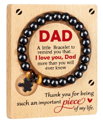 WELLBANEE Bracelet Gifts for Dad from Daughter Son Wife, Birthday Thank You Gift for New Step Dad Daddy, First time Father, Cool Gifts for Dads Who Wants Nothing