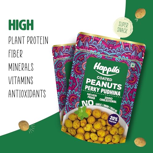 Image of Happilo Premium Super Snack Perky Pudhina Peanut 150g, Crunchy and Nutty, High in Protein and Dietary Fibre (Pack of 2)