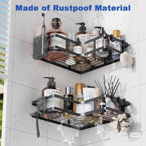 Image of Royal-Pro Bathroom Shelf for Wall Corner - Adhesive Rack Organiser for Bathroom Without Drill Nail Free Stainless Steel Rust Proof Two Ways Installation with All Accessories (2)