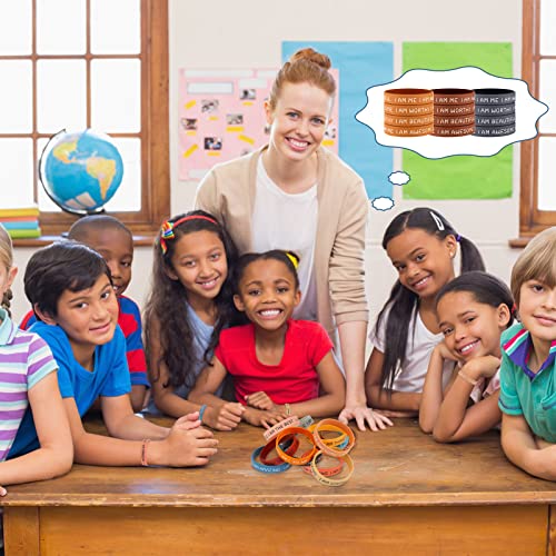 48 Pcs Back To School Gift Inspirational Silicone Wristbands Motivational Quotes Rubber Bracelets Stretch Unisex Wrist Bands For Students From Teachers School Prizes, 2.2 In (Bright Color) #TOP4