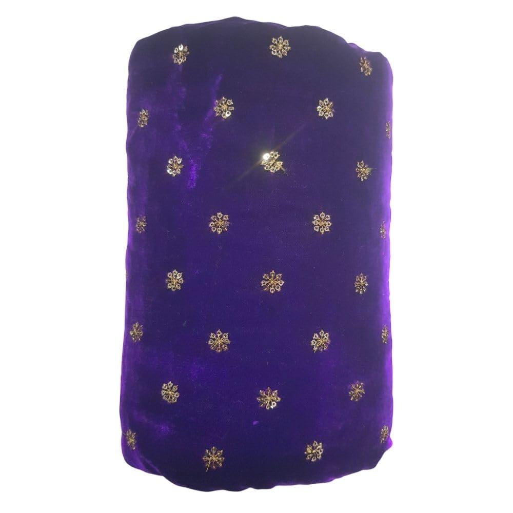 super eleven geo KDPM Luxurious Velvet Unstitched Blouse Material with Floral and Geometric Embroidery, Blouse Fabric for Womens and Girls (1 Mtr)-picture-14