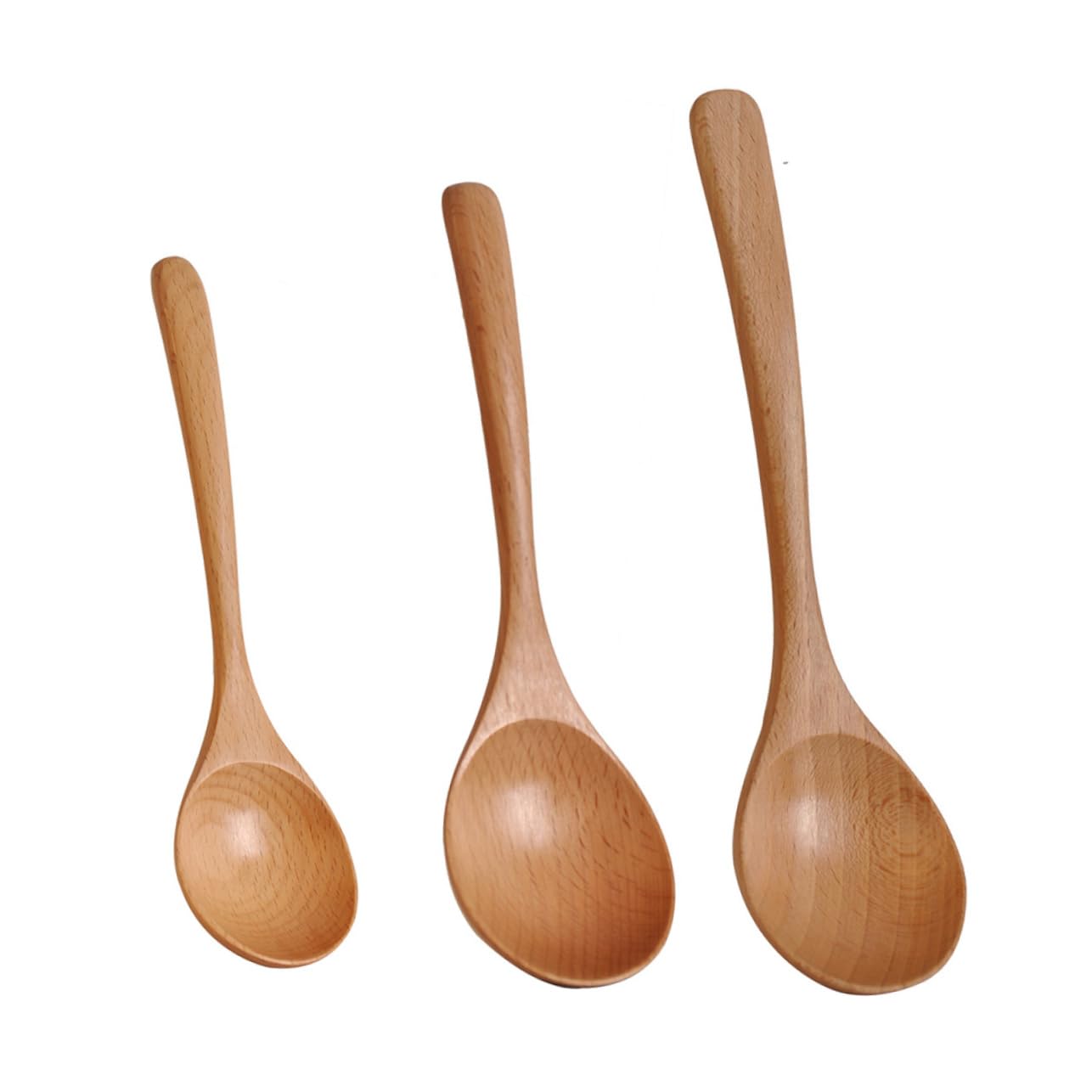 DECHOUS Solid Wood Serving Spoons 3 Piece Set Soup Multifunctional Spoons for Kitchen