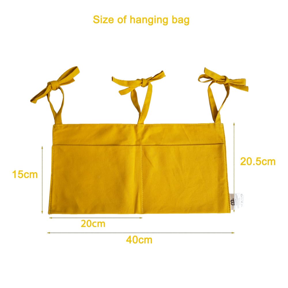 Baby Bedside Hanging Storage Bag – 2-Pocket Bedside Storage with High Capacity for Diapers & Essentials, Space-Saving Hanging Nursery Organizer 5 Colors Available (Ginger)