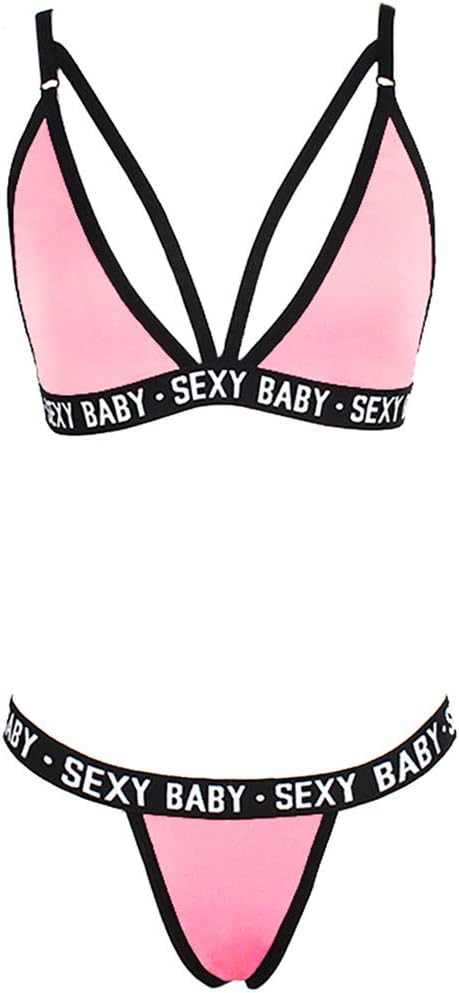 Gofodn 2022 Bra Sets Sexy for Women Low Waist Panties G-String Sleeping Lingerie Underwear Knickers 6 Colors