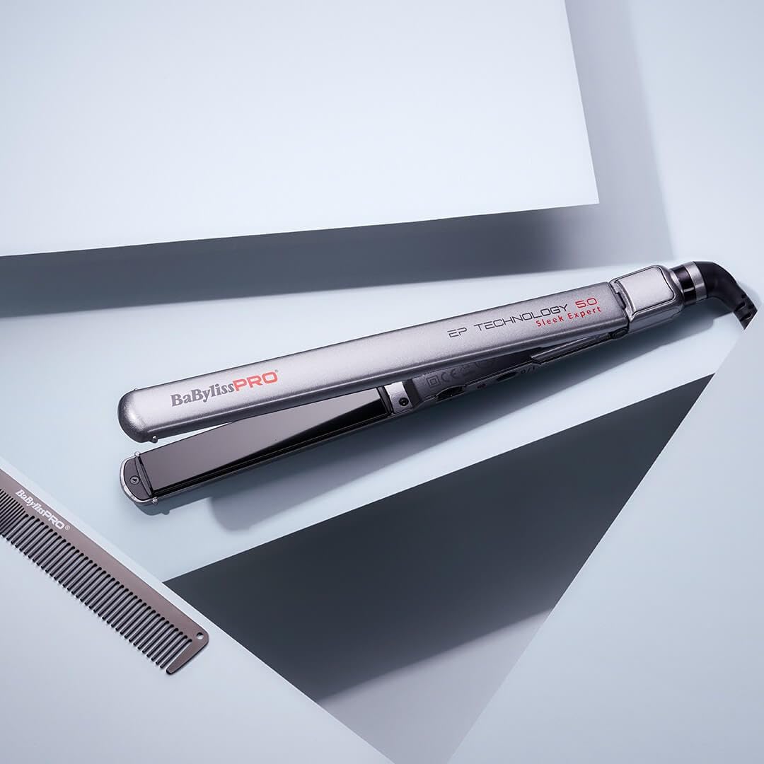 BaByliss PRO Plancha de pelo profesional Sleek Expert BAB2072EPE Planchas de pelo con placas largas de 120 mm con ajustes de temperatura hasta 230°C