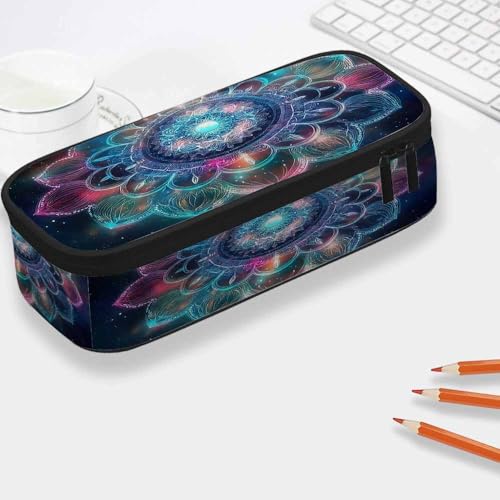 Image of Yekiua Mandala Pencil Pouch Abstract Tribal Ancient Geometric Star Galaxy High Capacity Pencil Case Stationary Bag Cosmetics Bag Colorful