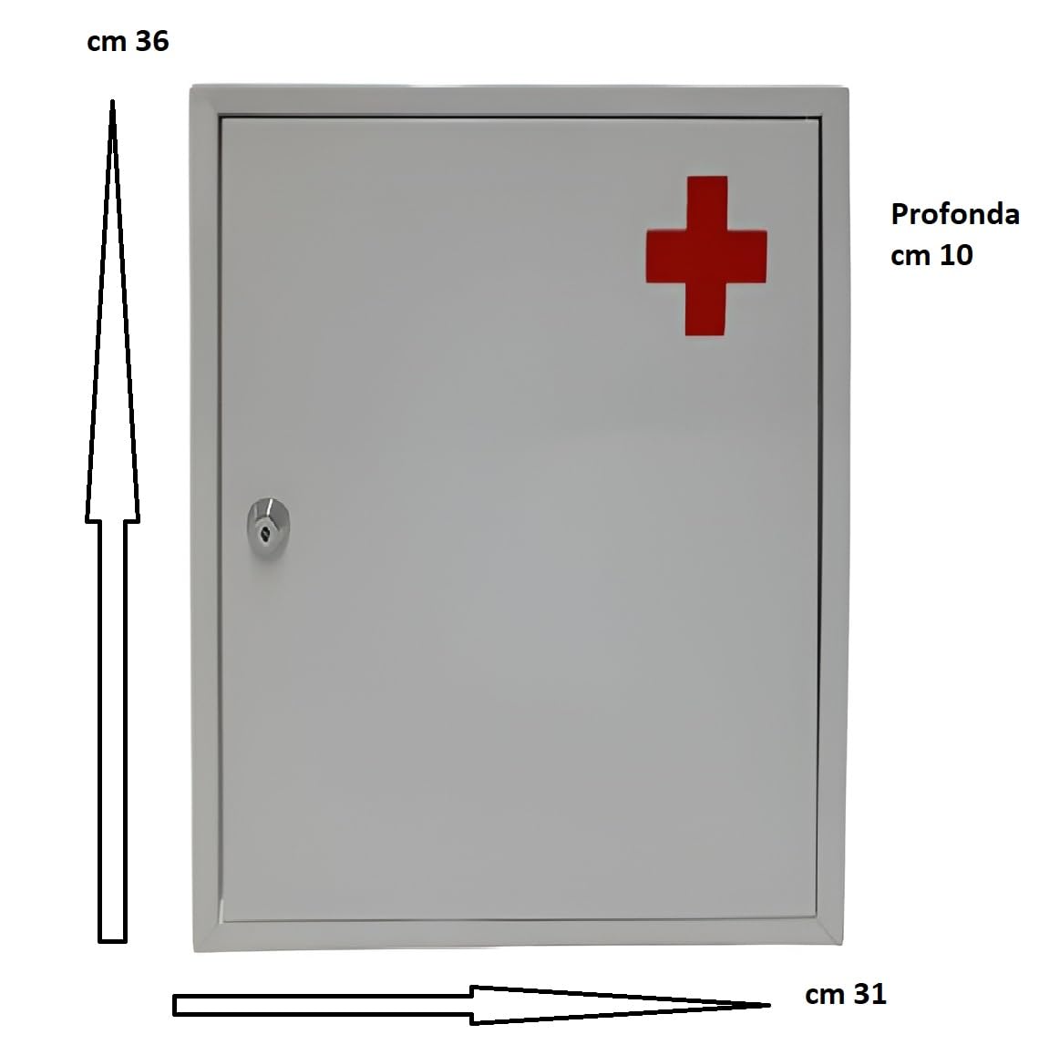 Cassetta pronto soccorso in metallo da appendere al muro con chiavi medica Porta Medicine Contenitore Organizzatore per Medicinali cm 36x31x10